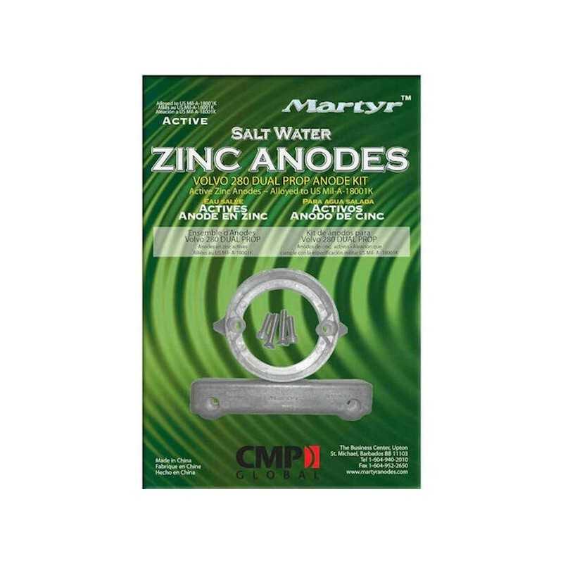 Kit Anodi di Zinco per motori Volvo 280 Dual Prop N80607230222