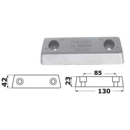 Anodo di Zinco a Placca per Base Piede 852835-8 VOLVO Duo Prop