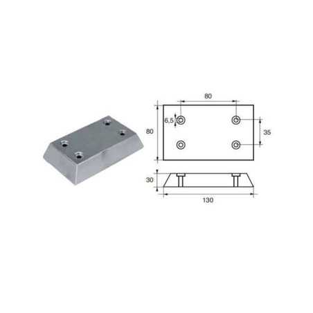 Anodo di zinco a piastra per timone e flaps D.130x80mm N80605930239