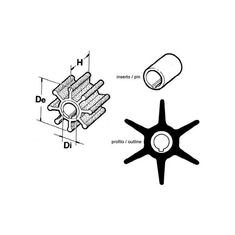 Girante 6 Pale Pompa Acqua Motore Fuoribordo YAMAHA MARINER 6F54435200