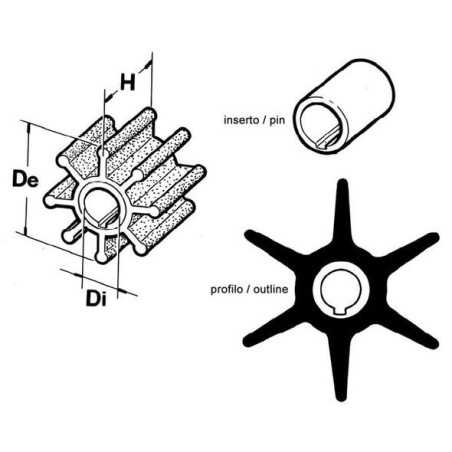 Girante 6 Pale Pompa Acqua Motore Fuoribordo YAMAHA MARINER 6F54435200