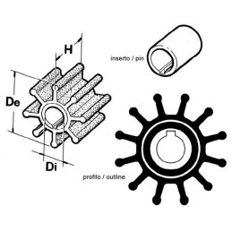 Girante 12 Pale Pompa Acqua JABSCO ANCOR SHERWOOD YANMAR VOLVO PERKINS