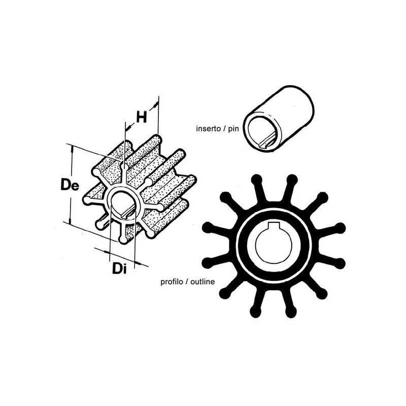 Girante 12 Pale Pompa Acqua JABSCO ANCOR SHERWOOD YANMAR VOLVO PERKINS