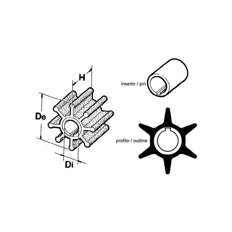 Girante 6 Pale Pompa Acqua Fuoribordo SUZUKI 1746193901 1746192D02