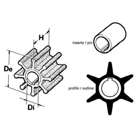 Girante 6 Pale Pompa Acqua Fuoribordo SUZUKI 1746193901 1746192D02