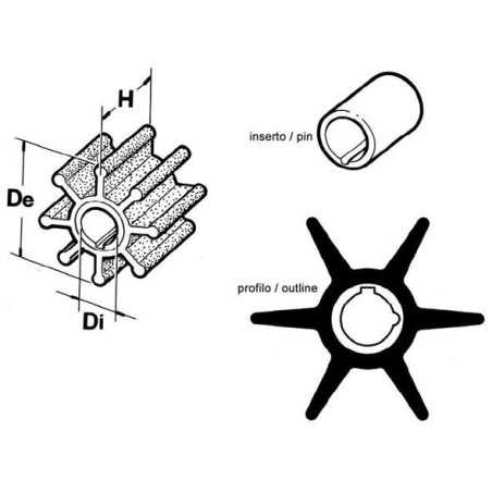 Girante 6 Pale Pompa Acqua Motore Fuoribordo JOHNSON/EVINRUDE 389589 CEF 345 N82152014058