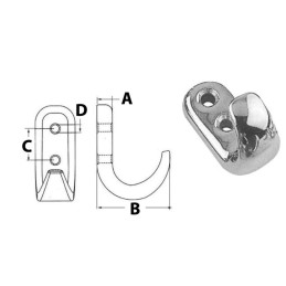 Gancio in acciaio inox AISI 316 Base 31x17mm N61742500589