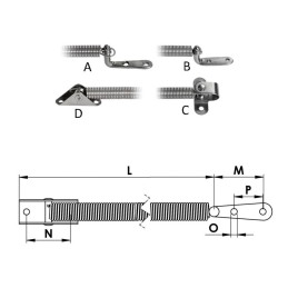 Compasso in acciaio inox a molla per apertura portellini 220xØ10mm