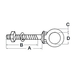 Golfare maschio a vite Inox con perno e occhio 10x100mm N61542100116