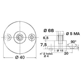 Basetta con perno per testine Ø 6mm OS3801356