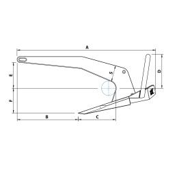 Ancora Rocna in Acciaio Zincato 6Kg 630x315mm per Imbarcazione 8m