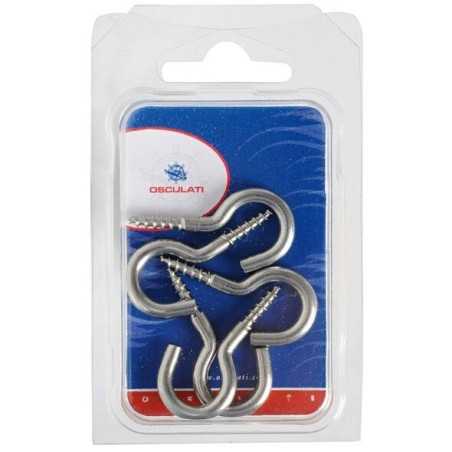 Ganci in acciaio inox ricurvi a vite 37x3,5mm 7 pezzi OS0903401