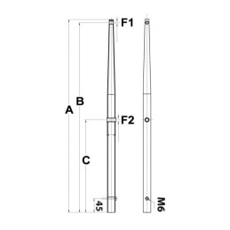 Candeliere in inox per basetta maschio 625mm OS4117611