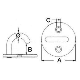 Rampino Inox 5mm con basetta tonda 33mm OS3932401