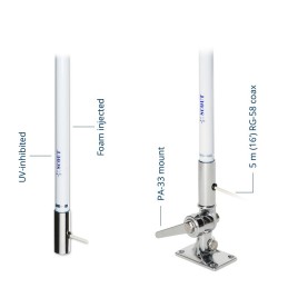 Scout KS-72 Antenna CB in vetroresina 240cm con Cavo RG-58 5m 66501077