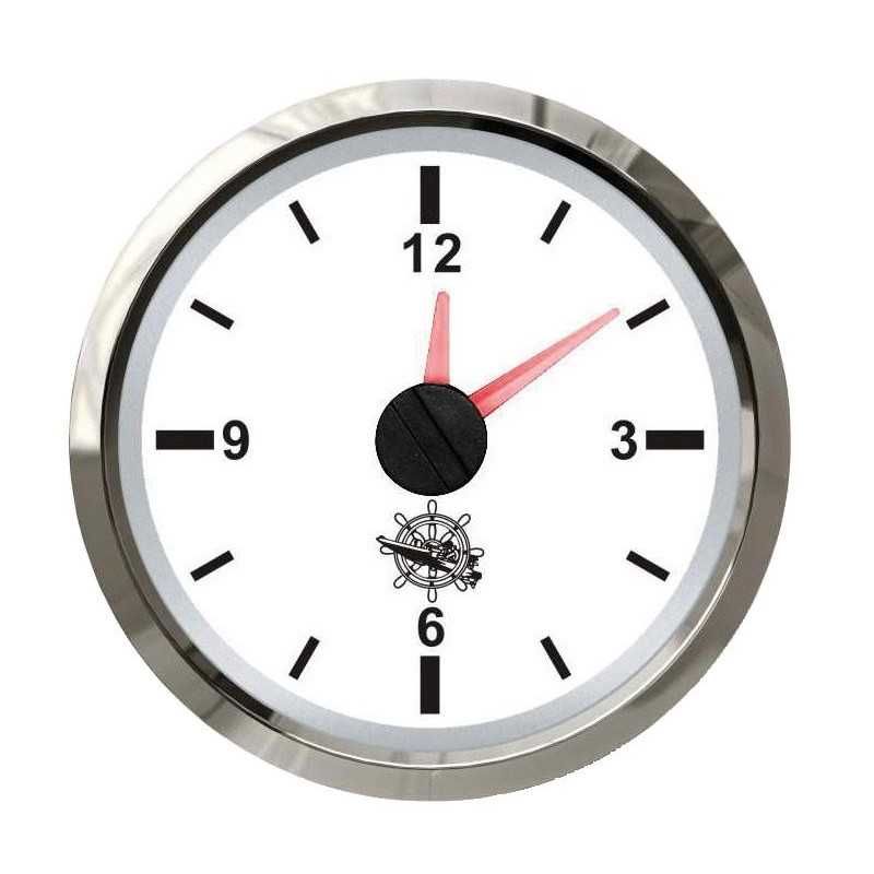 Osculati Orologio al Quarzo Scala 12ore 12/24V 57x51x45mm Quad. Bianco