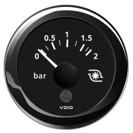 VDO Indicatore Pressione del turbo 0-2 bar 12/24V 52mm Nero ViewLine