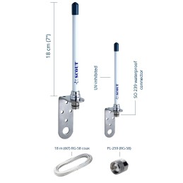 Scout KM-10 Antenna VHF 1dB 18cm Cavo RG-58 18m + Connettore PL-259