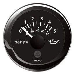 VDO Pressione Olio motore 5 bar 80psi 12/24V 52mm Nero ViewLine