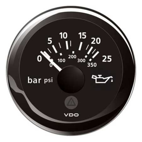 VDO Pressione Olio motore 25 bar 350psi 12/24V 52mm Nero ViewLine