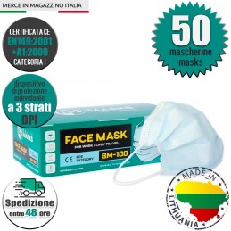 Mascherina DPI CE EN149:2001+A1:2009 Baltic Masks BM-100 Made in EU