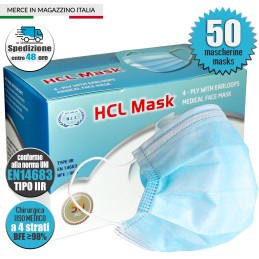 Mascherina Chirurgica HCL MASK USO MEDICO 4 Strati Tipo IIR CE EN14683