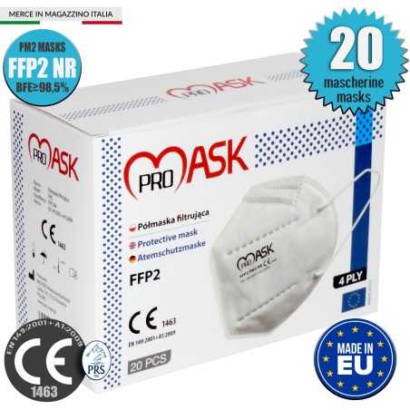 Mascherina FFP2 BIANCA Promask PM2 NR CE1463 Made in EU 20Pz