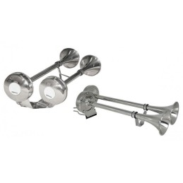 Tromba Doppia a Membrana in Acciaio Inox 12V 455mm Larghezza 190mm