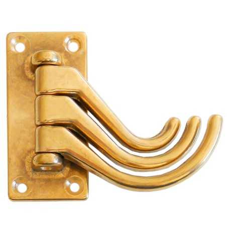 Appendiabiti 3 ganci in ottone lucido Piastra 73x36mm OS3816200