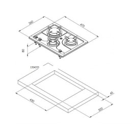 Piano di Cottura Burny 3 a Gas Acciaio Inox 3 Fuochi 470x360mm