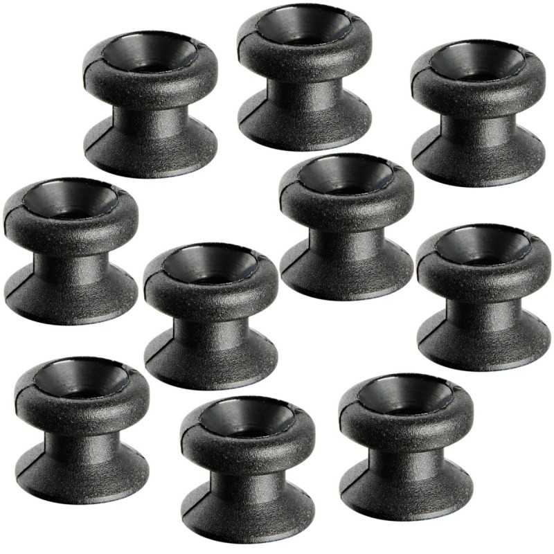 Set 10 Funghetti ferma-telone in nylon nero con foro 4,5mm