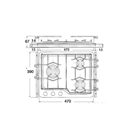 Piano cottura a gas TECHIMPEX 3 fuochi OS5010053