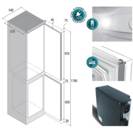 Vitrifrigo C270DP.3C Frigo bianco da incasso 255L Freezer 57L 12/24V