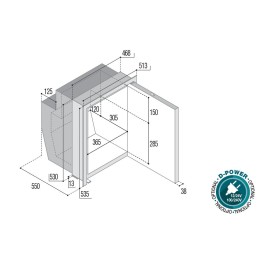 Vitrifrigo C62iX OCX2 Frigo-freezer Inox 62lt 12/24V Refrig. Interna