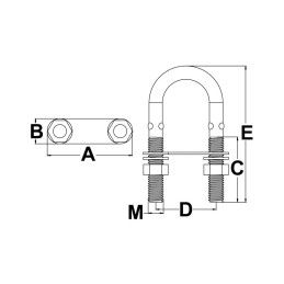 Cavallotto ad U AISI304 80mm filettato Ø5xh40mm Interasse 35mm