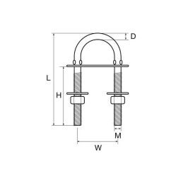 Cavallotto ad U inox 100mm Filettato Ø8xh60mm Interasse 35mm