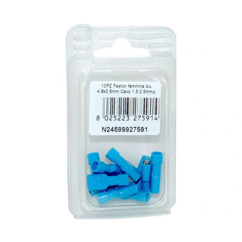 Faston Femmina Blu Linguetta 4,8x0,5mm Cavo 1.5:2.5mmq 10PZ