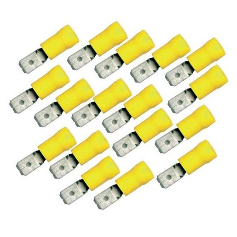 100PZ Faston maschio giallo 6,35x0,8mm Cavo 4:6mmq GF-M 608