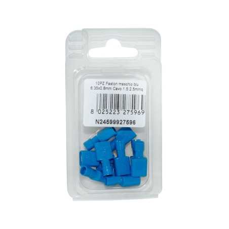 Faston Maschio Blu Linguetta 6.35x0.8mm Cavo 1.5:2.5mmq 10PZ