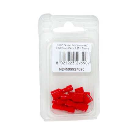 Faston Femmina Rosso Linguetta 2,8x0,5mm Cavo 0,25:1,5mmq 10PZ