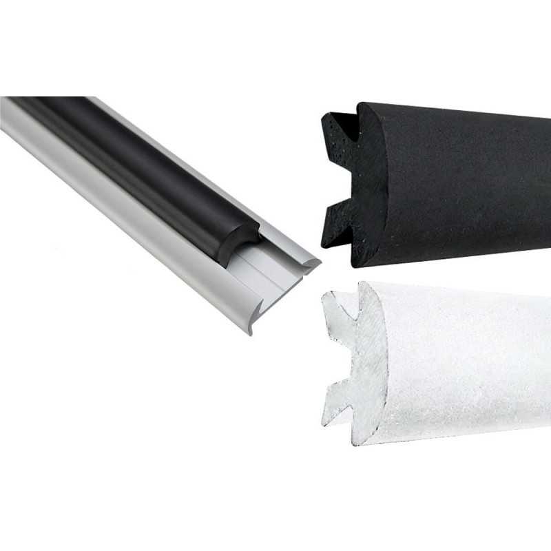 Profilo parabordo in PVC Nero 16mt per supporto alluminio H37mm