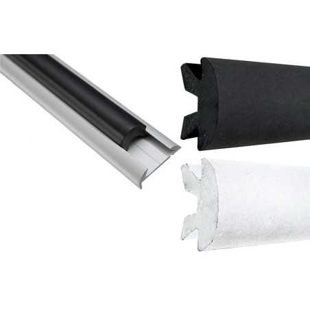 Profilo parabordo in PVC Nero 12mt per supporto alluminio H56mm