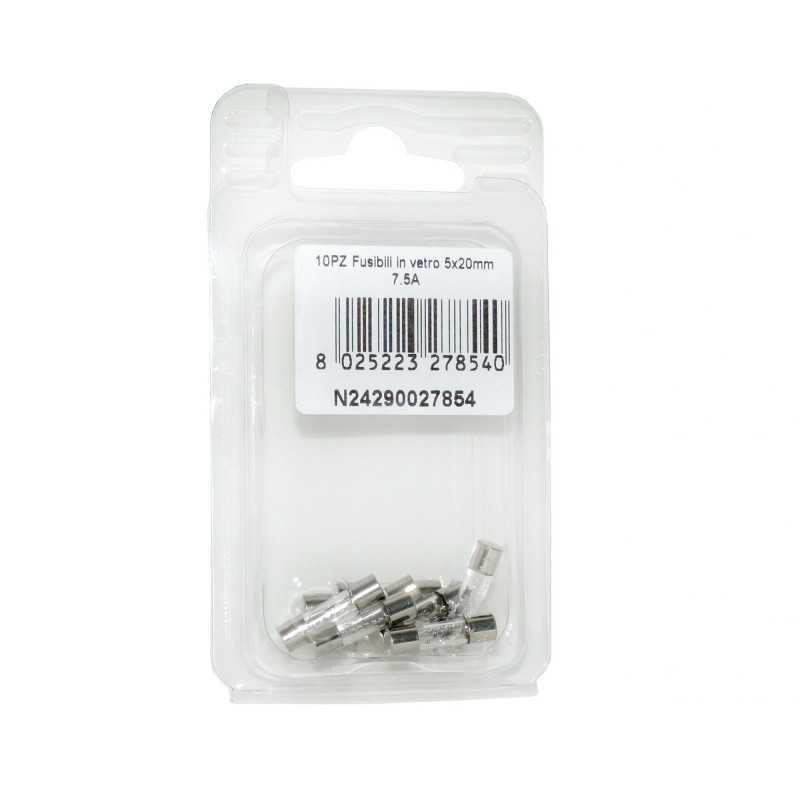 Kit 10 Fusibili in vetro 7.5A 5x20mm per strumentazione N24290027854