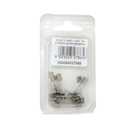 Kit 10 Fusibili in vetro 15A 6.3x32mm per strumentazione N24290027865