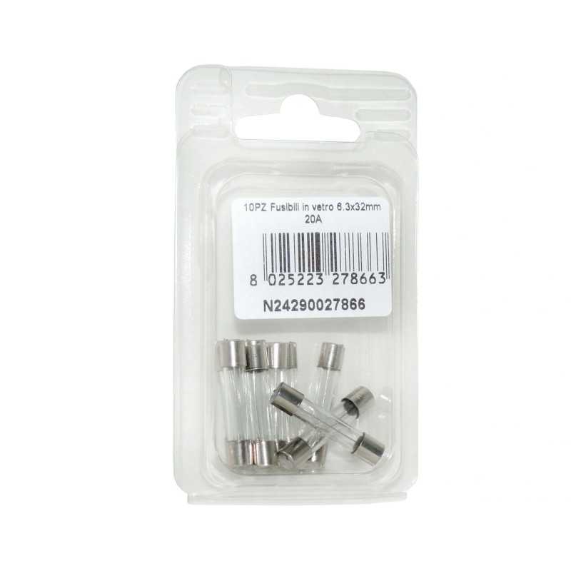 Kit 10 Fusibili in vetro 20A 6.3x32mm per strumentazione N24290027866