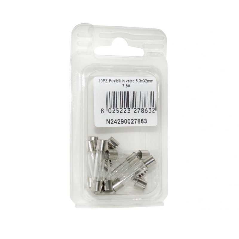 Kit 10 Fusibili in vetro 7.5A 6.3x32mm per strumentazione N24290027863