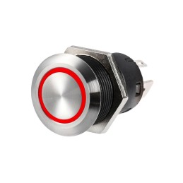 Interruttore FLAT in acciao inox ON-OFF 12V 20A LED Rosso OS1421502