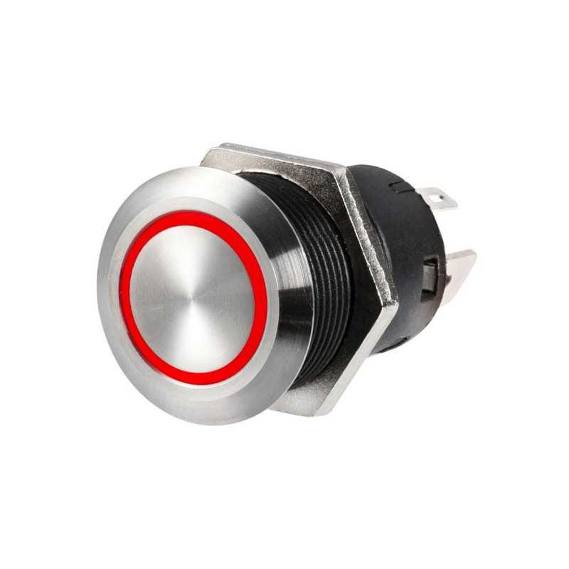 Interruttore FLAT in acciao inox ON-OFF 12V 20A LED Rosso OS1421502