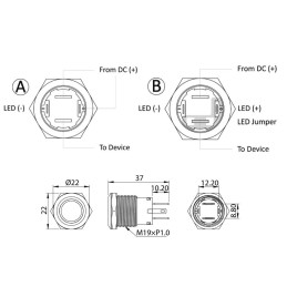 Interruttore FLAT in acciao inox ON-OFF 12V 20A LED Rosso OS1421502