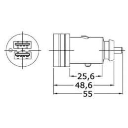 Adattatore presa corrente doppio USB con cappuccio 12/24V OS1451715